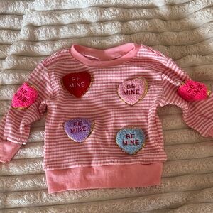 Amazon Pink Striped Kids Sweatshirt with Heart Patches
